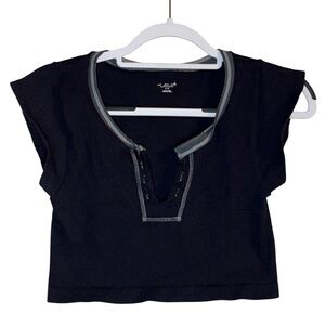 Urban Outfitters Out from Under Cropped Ribbed Stretchy Top Black Knit XL